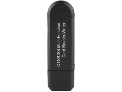 Čitalnik kartic USB, večnamenski čitalnik/zapisovalnik kartic OTG/USB, adapter USB OTG/USB Micro USB OTG in prenosni čitalnik pomnilniških kartic USB 2.0 za mikro SD/SD/TF računalnik in pametne mobilne telefone (črn)